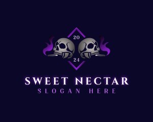 Skull Smoking Cigar logo design