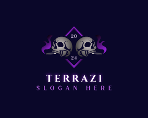 Skull Smoking Cigar logo design