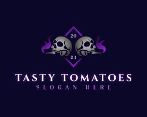 Skull Smoking Cigar logo design