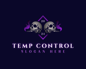 Skull Smoking Cigar logo design