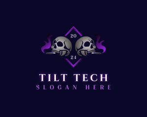 Skull Smoking Cigar logo design