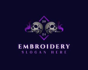 Skull Smoking Cigar logo design