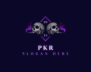 Skull Smoking Cigar logo design