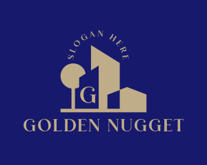 Gold Building Real Estate  logo design