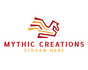 Mythic - Flying Pegasus Mythology logo design