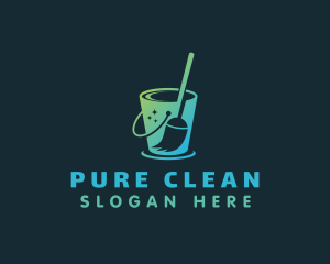 Cleaning Mop Bucket  logo design