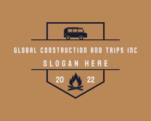 Trip - Travel Van Campfire logo design