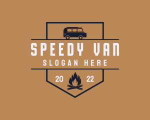 Van - Travel Van Campfire logo design