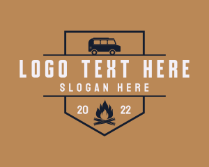 Recreational Vehicle - Travel Van Campfire logo design
