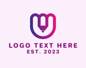 Pencil - Letter U Pencil logo design