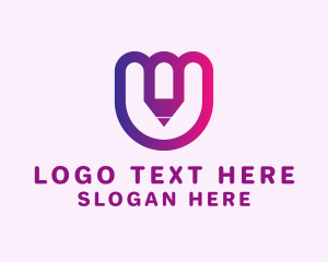 Letter U Pencil Logo