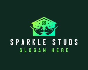 Sparkling Cleaning Tool logo design