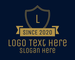 Denim - Elegant Gold Banner Lettermark logo design
