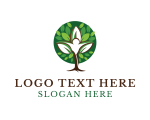 Human - Green Human Tree logo design