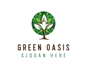 Green Human Tree logo design