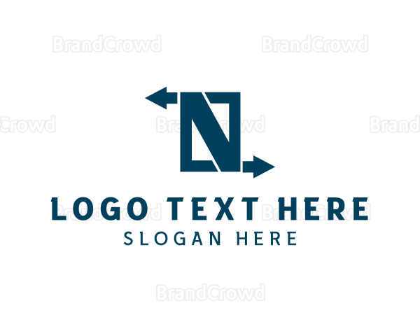 Opposite Arrow Letter N Logo