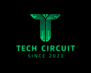 Circuitry - Digital Circuitry Letter T logo design