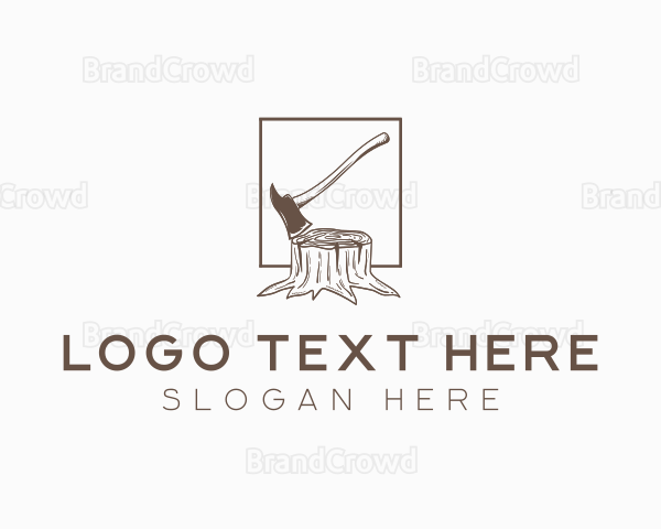 Wood Axe Logging Logo