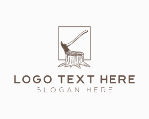 Woodcutter - Wood Axe Logging logo design