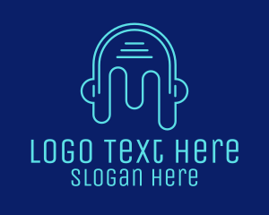 Music Production - Head Outline Headphones logo design