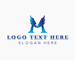 Freight - Eagle Bird Wing Letter M logo design