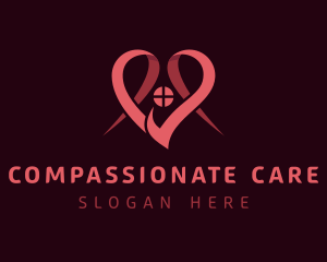 Caring - Pink Heart House logo design