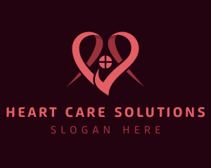 Pink Heart House logo design