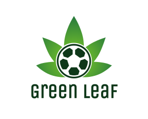 Soccer Ball Cannabis Weed logo design