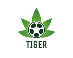 Cbd - Soccer Ball Cannabis Weed logo design