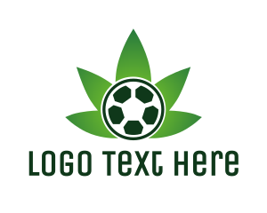 Football - Soccer Ball Cannabis Weed logo design