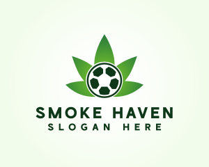 Soccer Ball Cannabis Weed logo design