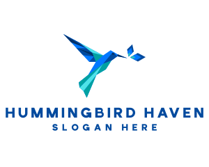 Hummingbird - Crystal Leaf Hummingbird logo design