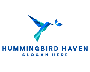 Crystal Leaf Hummingbird logo design