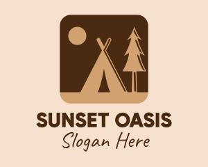 Brown Outdoor Camping App logo design