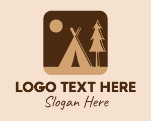 Tree - Brown Outdoor Camping App logo design