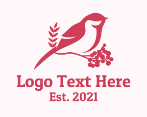 Tit Bird - Pink Bird Perch logo design