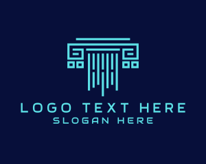 Digital - Tech Pillar Letter T logo design