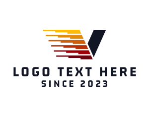 Race Track - Speed Racing Letter V logo design