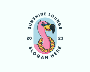 Sunbathing - Summer Flamingo Bird logo design