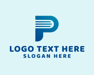 Dictionary - Digital Book Letter P logo design