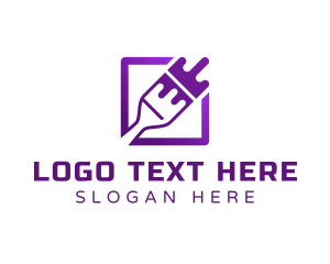 Refurbish - Purple Paint Brush Painting logo design