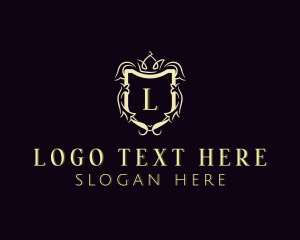 High End - Crown Wreath Shield logo design