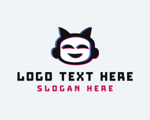 Headphones - Smiling Anaglyph Headphones logo design