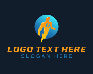 Volt - Energy Lightning Man logo design