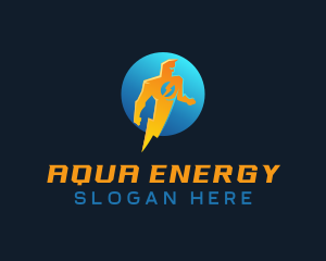 Energy Lightning Man logo design