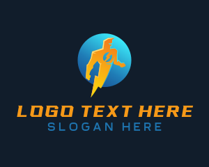 Man - Energy Lightning Man logo design