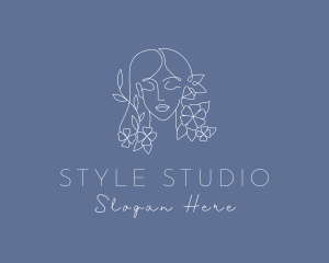 Floral Hairdressing Lady logo design