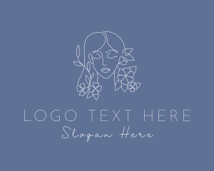 Lady - Floral Hairdressing Lady logo design