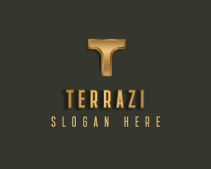 Metallic Luxury Letter T logo design