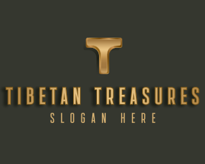 Metallic Luxury Letter T logo design